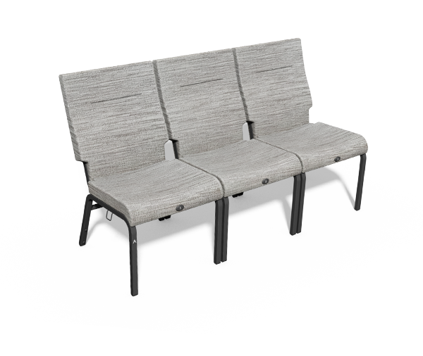 Vera Stacker Chair by Series Seating, Chair section is single seat with no armrest and beige upholstery