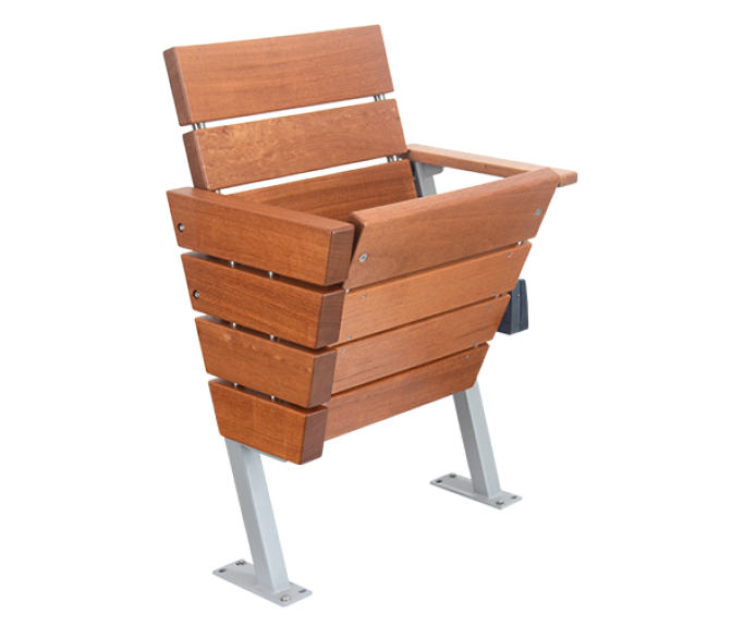 Model VW by Series Seating, Chair is wood with Single Cupholder